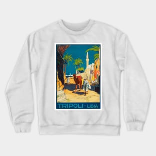 Tripoli, Libya - Vintage Travel Poster Design Crewneck Sweatshirt